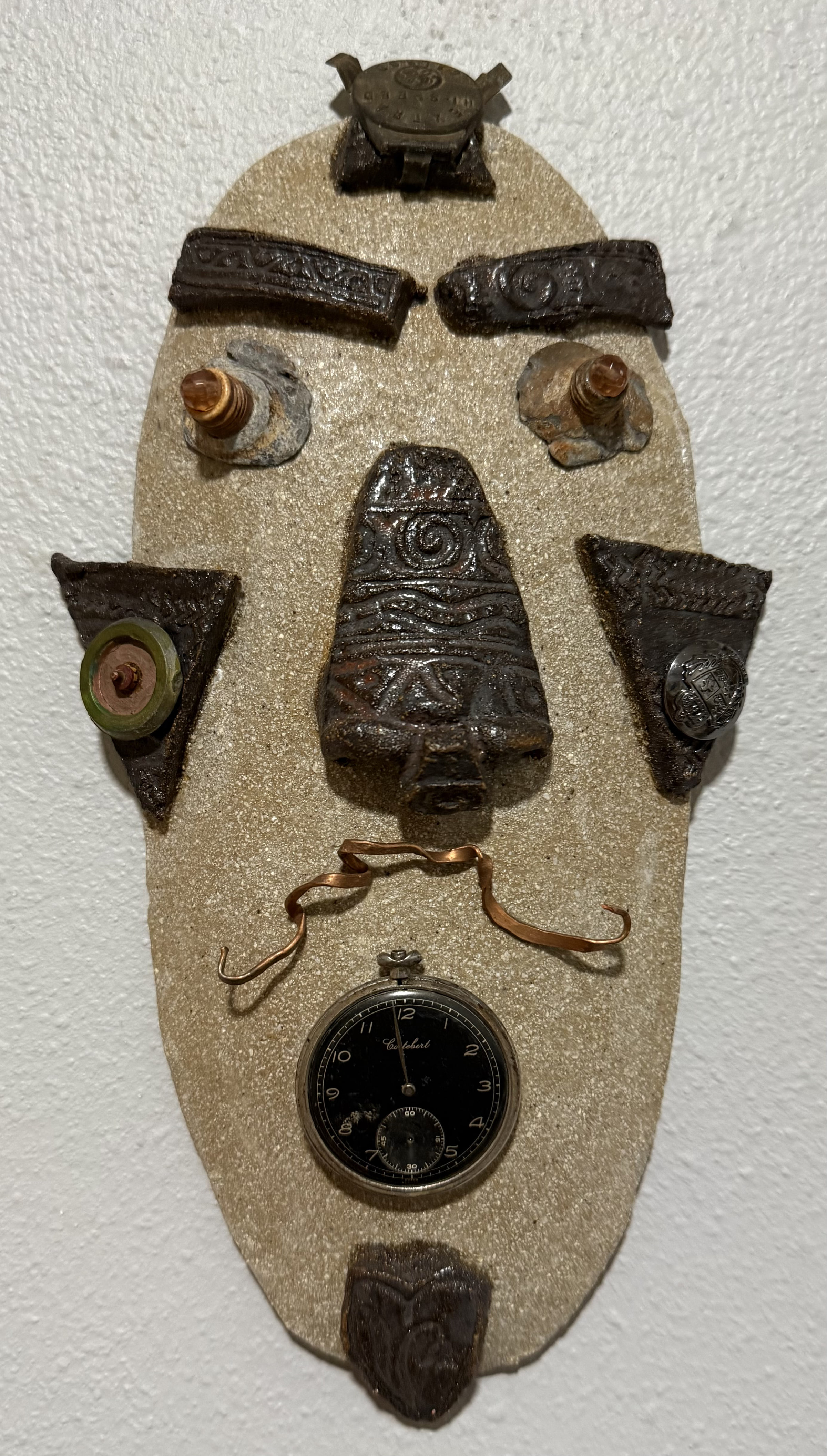 Finn Fluckiger — found-object mask by Jill Drllevich