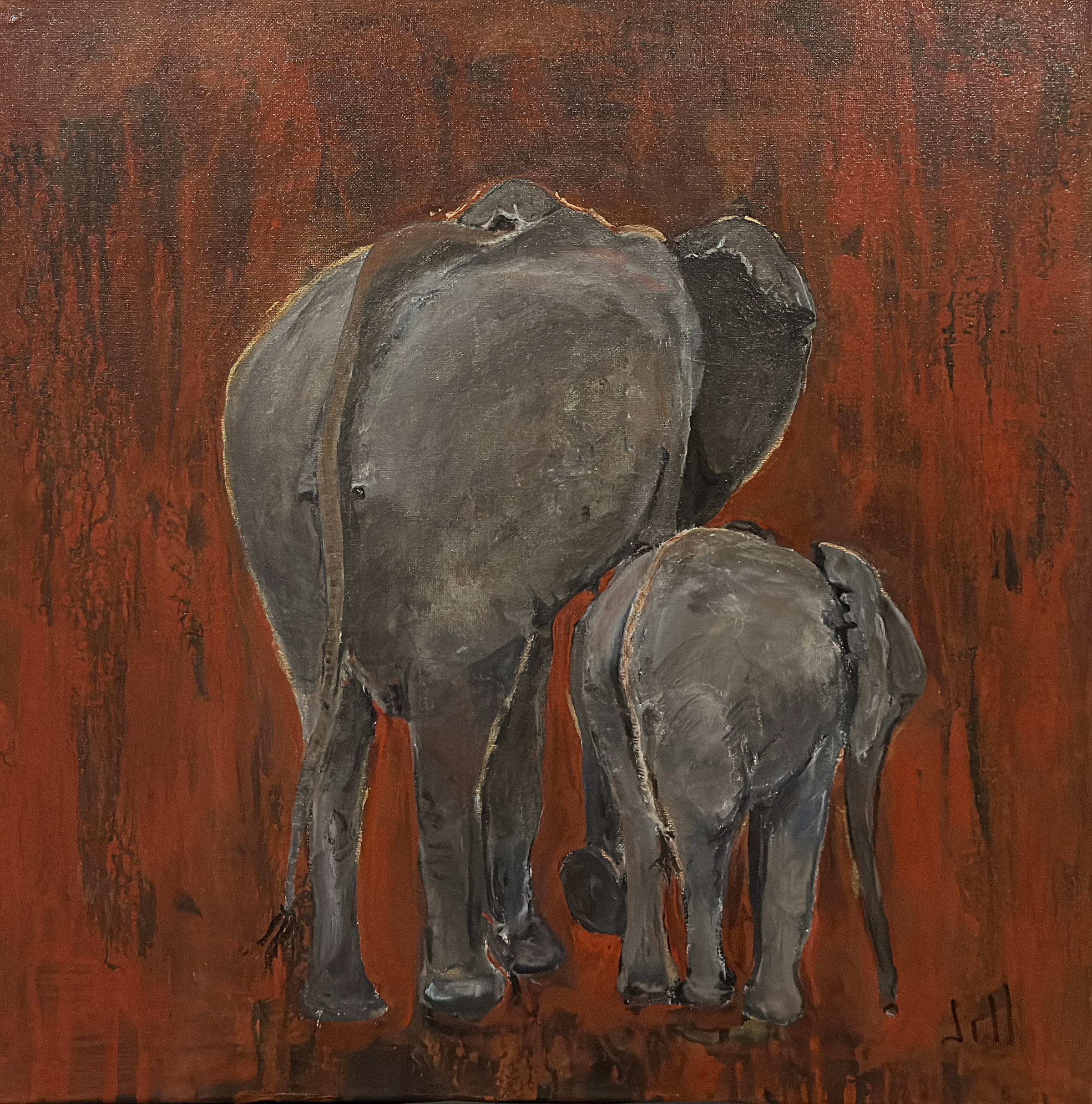 Mother and Child Elephants by Jill Drllevich